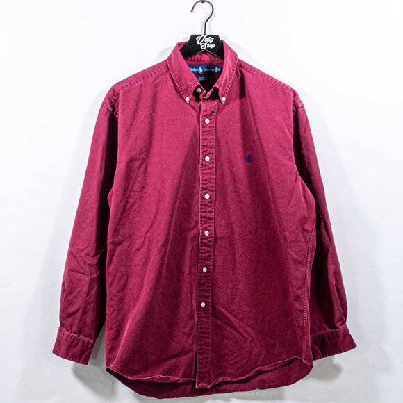 Polo Ralph Lauren Blake Button Down Shirt Medium VTG Y2K Preppy Burgandy - Picture 1 of 9